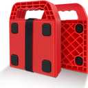 HOXWELL 6.5" X 6.5" RV Stabilizer Jack Pads with Anti-Slip Rubber Mats, Stackable Camper Jack Pads with Handles & Handy Strap, Sink-Resistant Camper Accessories for RV Stabilization, 4 Pack, Red