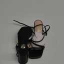 LACUONE Strappy Heels for women Block Heels Square Toe Chunky Ankle Buckle Pump Heeled Sandals (7.5, Black)