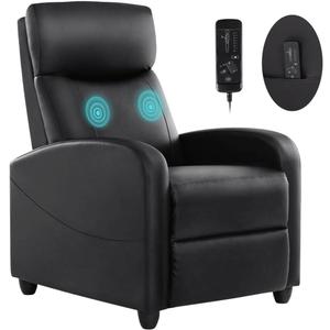Massage Chair, Adjustable Feature for Adults, Fabric Recliner Sofa with Padded Seat Backrest for Home Theater, Living Room and BedroomBlack