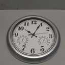 JENLYSTIME 13 Inch Outdoor Clock, Waterproof and Silent, with Thermometer and Hygrometer, Large Numbers for Easy Reading, Perfect for Home,Office,Bedroom,Kitchen,Porch,Garden,Pool(Silver)