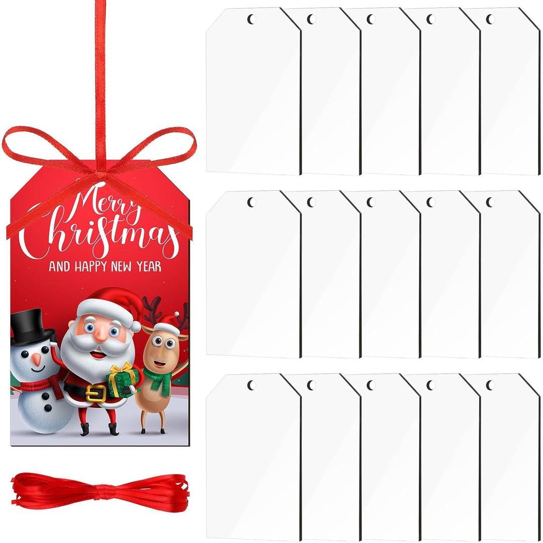 Marsui 15 Pcs Sublimation Ornament Blanks MDF DIY Personalized Sublimation Blank Pendants Bulk Hanging Tree Tags Crafts for Halloween Fall Xmas Party Decoration Name Holiday Tag (2.95 x 1.85 Inch)