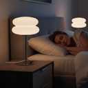 taotanra-Mushroom Bedside Table Lamp, Mid-Century Modern Bedroom Table Lamp, Retro Dimmable Bedside Lamp, Cute and Cool Home Decor (White)
