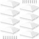 Goovilla 4x4 Post Caps White(Actual 3.5" x 3.5"), 8 Pack Fence Post Caps with 16 Screws and Easy Installation, Sturdy Waterproof Plastic Deck Post Caps with Frosted Finishing Touch, Protect Wood Post