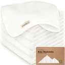 6-Pack Baby Washcloths Soft Absorbent Viscose from Bamboo Washcloths for Face, Body, Baby Towels for Newborn, Kids, Toddlers, Infant, Gentle on Sensitive Skin, 10x10 Reusable Face Towels (White)
