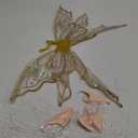 Sratte Fairy Wings with Elf Ears Butterfly Angel Wings for Women Adults Halloween Fairy Costume (Gold)