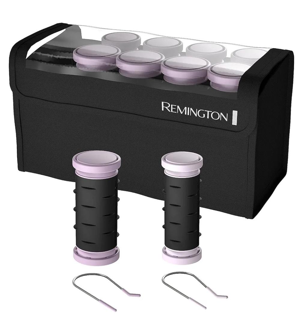 Remington Compact Ceramic Dual Voltage Hot Rollers for Long and Short Hair, Hair Setters, Hair Curlers, 1-1 ¼" Purple/Black, 10 Piece Set