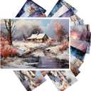 PIXILUV Vintage Postcards (24 pcs 4"x6" each) Gorgeous Serene Wintery Rivers and Cabins Vintage Postcards Retro Greeting Card Book Illustration Reprint (One)