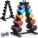 TomCare 6-Tier|5-Tier|4-Tier Dumbbell Rack Stand Only, Weight Rack for Home Gym Storage Stand for Weights Metal A-Frame Strength Training Dumbbell Holder with Handle (Dumbells not Included)