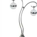 Benjara 30 Inch Table Lamp, Accent LED Light, Globe Glass Shade, Round Base, Nickel and Silver