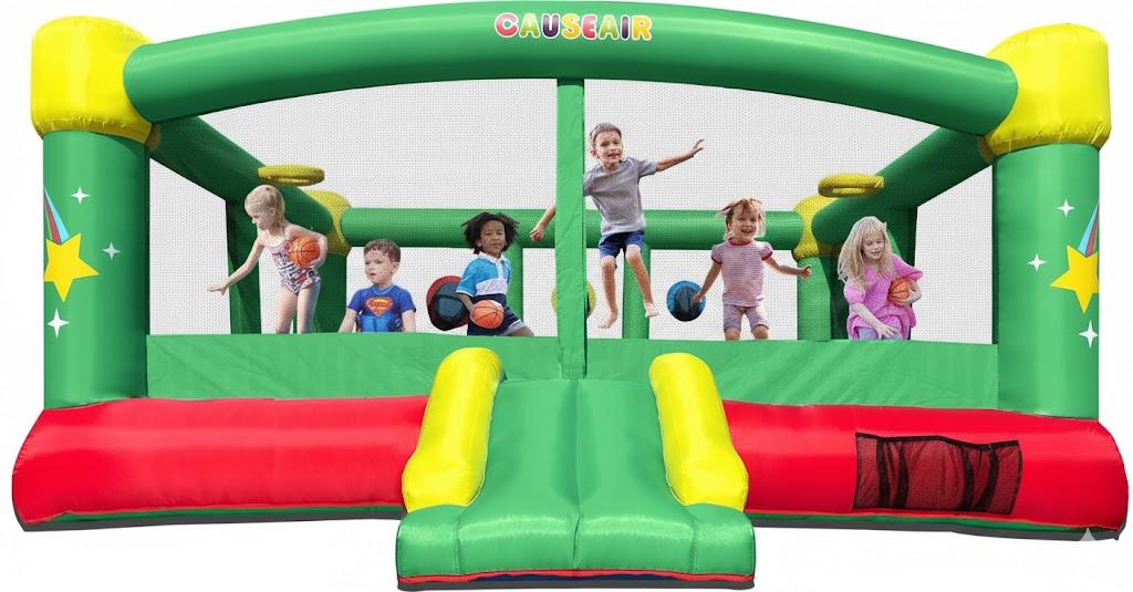 Causeair Big Inflatable Bounce House for Party Fun,15ft x 14.8ft,Double Basketball Hoop,Throw Ball Game,Reinforced PVC Bounce Floor,Jumping Bouncy Castle Holds 6 Kids,