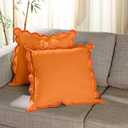 Folkulture Throw Pillow Covers | (18 x 18) Set of 2 Orange Throw Pillow Covers for Couch Pillows for Living Room | Boho Throw Pillows, Accent Pillows | Decorative Pillow, Scalloped Pillow Cover