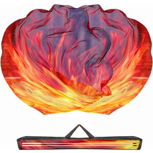 Baisdan 54"x54" Worship Flags for Dance Church, Praise Dance Flag, Fire Flags with Flexible Rods & Storage Bag, Set of 2, Orange-Red-Black