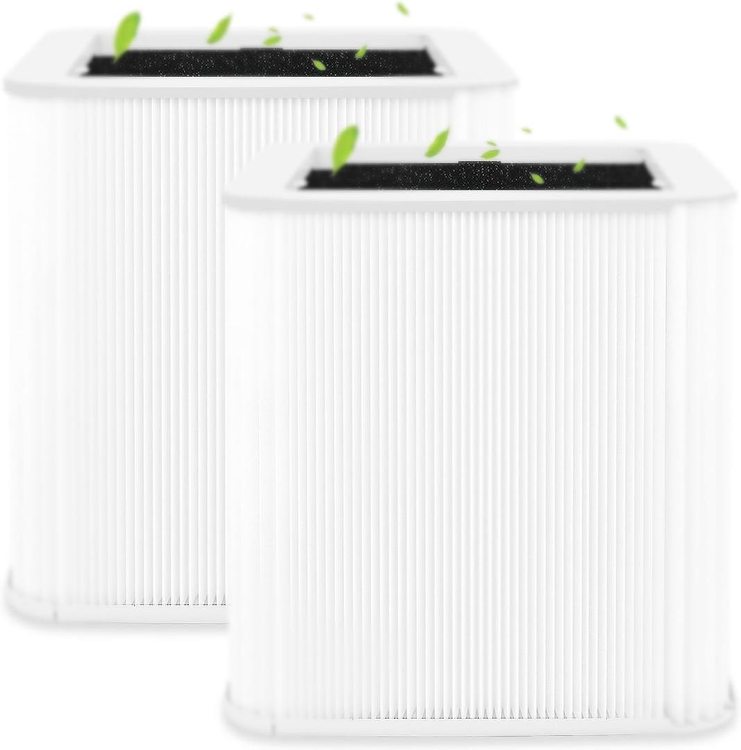 Blue 211+ Replacement Filter Compatible with Blue Pure 211+ Air Puri-Fier, Foldable Activated Carbon Filter, 2 Pack (2 Pack Blue Air 211+ Filter, White-211+)