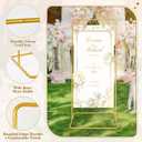Wedding Welcome Sign Stand, Detachable Gold Easel Stand for Sign & Ground Stakes & Leather Sign Hanging Straps, Sign Holder Stand for Baby Shower, Party, Housewarming