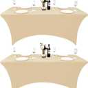 2-Pack 8ft Spandex Table Covers for Rectangle Folding Tables - Washable Elastic Tablecloth - Ultimate Fitted Table Protector for Birthday Parties, Trade Shows, Banquet