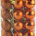 Bestjybt 24pcs 1.18" Small Christmas Ball Ornaments Shatterproof Christmas Decorations Tree Balls for Holiday Wedding Party Decoration, Tree Ornaments Hooks Included (Orange, 3cm/1.18")
