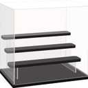Choowin 4 Tier Clear Acrylic Display Case for Collectibles, Mini Figures, Pop Mart, Labubu, Sonny Angel, Smiski - Assemble Dustproof Acrylic Display Box with Door, Stand (Black Base Step)