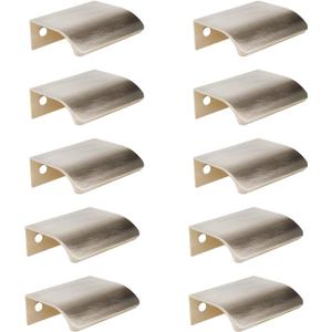 LC LICTOP 50mm/1.97" Arc Modern Finger Pulls Rounded Edge Tab Pull Finger Drawer Pulls Cabinet Dresser Closet Door 32mm/1.26" Hole Spacing Brushed Nickel 10Pcs (50mm/1.97", Nickel)