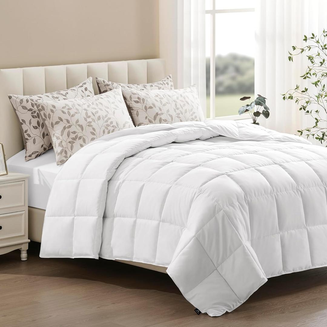ACCURATEX Lightweight Duvet Insert Twin Size - Summer Bedding Comforter - 250GSM Filled Thin Duvet - Soft & Breathable, Quilted Comforters with 8 Tabs,White,Twin 68x88 Inches