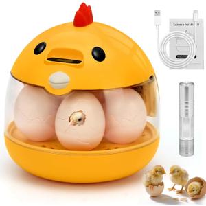 Automatic Egg Incubator for Hatching Eggs with LED Temperature Display, Humidity Control & Egg Turner, Clear Lid Incubator for Chicken, Quail & Bird Eggs (6 Egg Capacity)