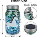 7.5" Large Mosaic Solar Lantern Outdoor: Gradient Emerald Azure Stained Glass Jar Decorative Silhouette Hanging Lights for Garden Patio Yard Artistic Glass Vase Table Lamp Gifts for Women