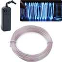 lychee EL Wire Neon Glowing Strobing Electroluminescent Light El Wire w/Battery Pack for Parties, Halloween Decoration (White, 9ft)