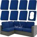 hyha Waterproof Outdoor Cushion Covers for Patio Furniture, Stretch Patio Chair Cushion Slipcovers, Coated UV Resistant Replacement Seat Covers, Solid Color (Navy, 8PC)
