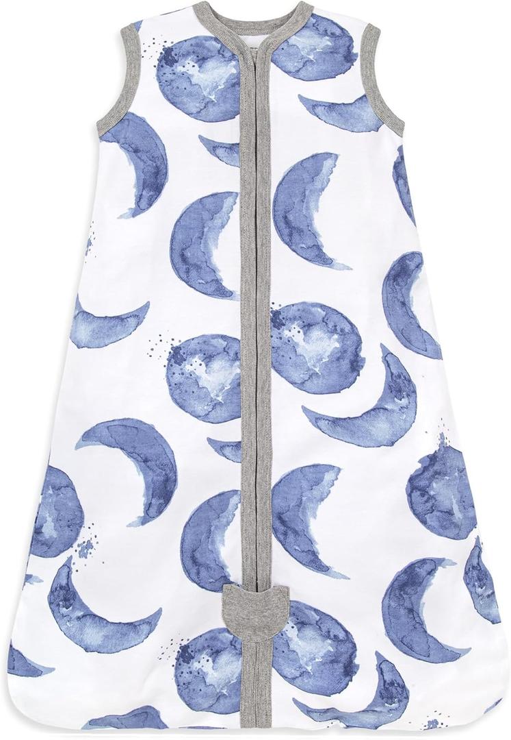 Burt's Bees Baby Beekeeper Wearable Blanket, Organic Cotton Swaddle 0.5 or 1.5 TOG, Newborn Essentials Shower Gift (Large, Blue)