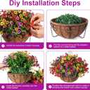 HyeFlora 2 Set Artificial Outdoor Flowers Hanging Basket, Faux Hanging Plants for Outside Spring Decoration, Fake Silk UV Resistant Look Real Daisy for Porch Patio Home Decor