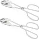 2 Pack Serving Tongs, Buffet Tongs for Kitchen Cooking, 10 Inch Stainless Steel Food Serving Tongs Bread Tongs with Scissor Handles for Salad, Cooking, Catering, Buffet(Silver)