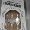 Gold French Tip Press on Nails Short Almond Fake Nails Tips Full Cover Almond Shape Glossy Acrylic Nails False Nail for Finger Manicure, 24Pcs