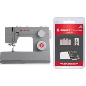 SINGER Heavy Duty Sewing Machine With Included Accessory Kit, 110 Stitch Applications 4432, Perfect For Beginners, Gray + SINGER Heavy Duty Presser Feet Kit