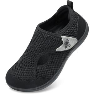 LeIsfIt Womens Walking Shoes Wide Diabetic Shoes Adjustable Barefoot Shoes Breathable Zero Drop Shoes Wide Width Arthritis Edema Shoes Black Size 9.5