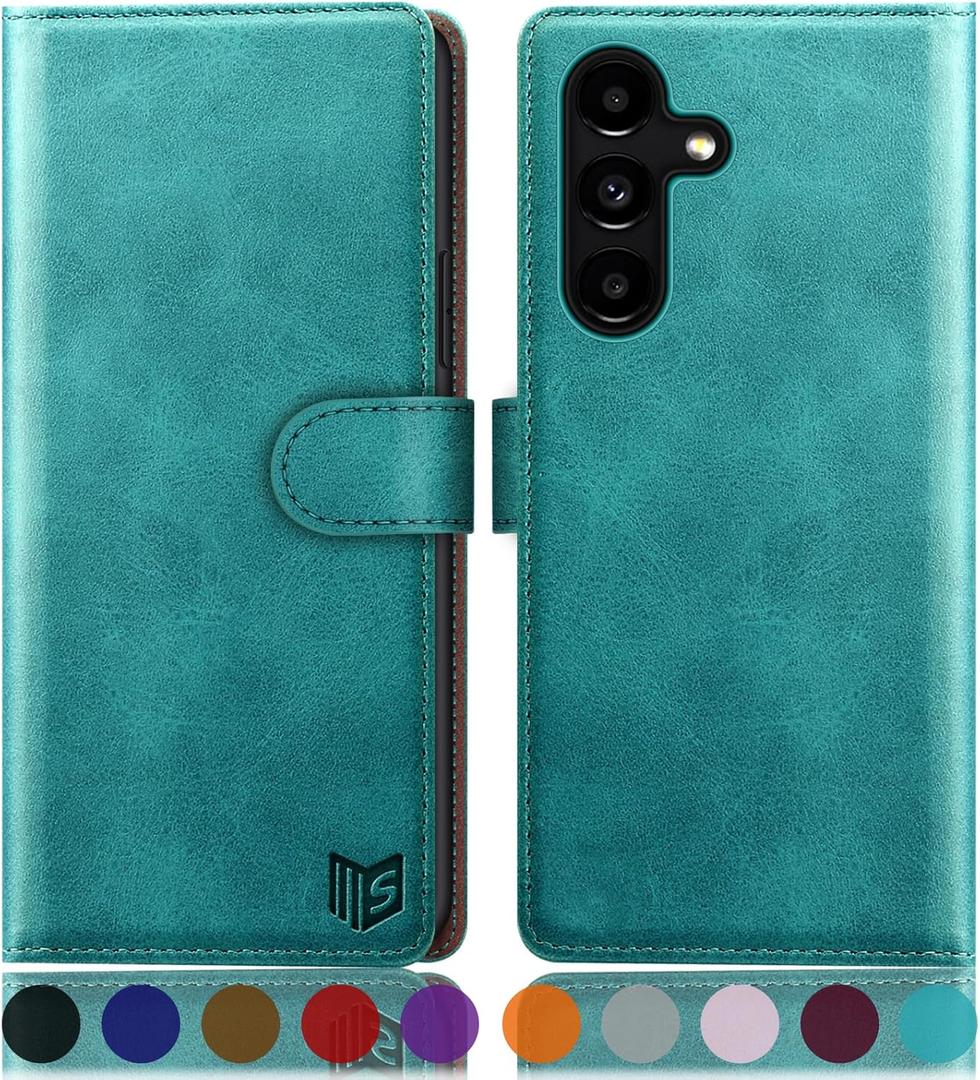 3 x SUANPOT for Samsung Galaxy S24 Plus/S24+ Wallet case with RFID Blocking Credit Card Holder,Flip Book PU Leather Protective Cover Women Men for Samsung S24Plus Phone case Blue Green