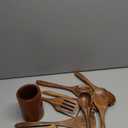 Wooden Spoons for Cooking - 10 Piece Natural Teak Wood Kitchen Utensil Set, Wooden Spoons Set with Holder, Spoon Rest & Hooks, Wooden Spatula Set with 7 metal hooks