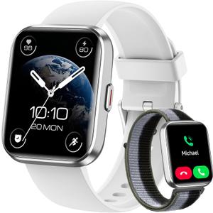 Smart Watches for Women Men, for Android & iPhone, Alexa Built-in, 1.8" Touch Screen Smartwatch with Heart Rate/SpO2/Sleep/Stress Monitor , IP68 Waterproof Fitness Tracker, 101+ Sports Modes, 2 Bands