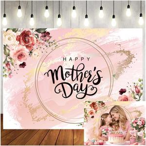 7x5ft Happy Mother's Day Backdrop Thanks Mother Party Photo Backdrops Mom's Day Party Decorations Backdrop Mother's Day Birthday Background 176