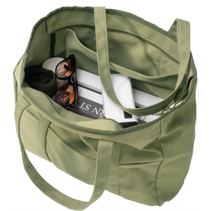 Extra Large Canvas Tote Bag for Women Men, Utility Work Tote with Zipper, 20x15