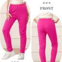 TODDOR 3 Pack Girls Winter Fleece Lined Leggings Stretchy Solid Velvet Pants Warm and Soft Tights for Kids (10-12 Years, Black, Navy, Hot Pink)