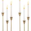 2 Sets (6 Pcs) Brass Gold Metal Taper Candle Holders Candlestick Holders, Vintage Modern Decorative Centerpiece Candlestick Holders for Table Mantel Wedding Housewarming Gift