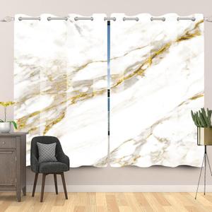 42x63inches Abstract Marble Blackout Window Curtain Grey and Golden Crack Marble Texture Curtain Drapes 2 Panels Thermal Insulated Noisy Reducing Curtain for Bedroom Kitchen Cafe Home Decor (#1)
