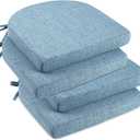 downluxe Indoor Chair Cushions for Dining Chairs, Soft and Comfortable Textured Foam Kitchen Chair Pads with Ties and Non-Slip Backing, 16" x 16" x 2", Light Blue, 4 Pack
