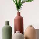 VASETOPIA Ceramic Flowers Vase Set of 4, Elegant Multicolor Home Decorative Small Vases for Table, Centerpieces, Shelf (Red/Green/Brown)
