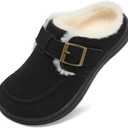 JOINFREE Toddler Slippers Warm Kids Girl Fuzzy House Mules Slippers Boys Wide Toe Slip On Moccasins Slipper Bedroom Memory Foam Home Clogs Shoes Indoor Outdoor Loafers (Black)