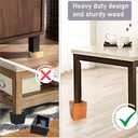 Wood Bed Furniture Risers 4 Inch Heavy Duty Risers, Supports up to 6,000 Lbs, for Sofa Couch Desk Chair Table Base Raising Space, Convenient Store and Cleaning, Pack of 4 Brown