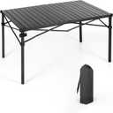 ALPHA CAMP Folding Camping Table, Portable Aluminum Roll-up Table, Lightweight Foldable Camp Table for Outdoor, Large Table for Picnic Barbecue Grill Beach Patio, 4-6 Person (Oversized Table)