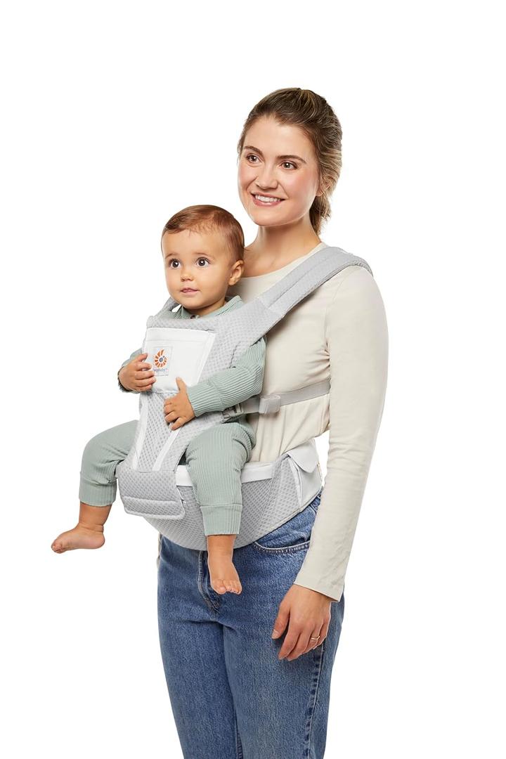 Ergobaby Alta Hip Seat All-Position Breathable Mesh Hip Seat & Carrier, Pearl Grey (HipSeat)