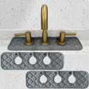 Bathroom Sink Splash Guard 3-Round-Hole : AHA HOMEWARE, Faucet Mat for Bathroom Sink 3 Holes (Gray & Gray)