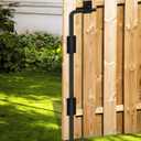 24" Heavy Duty Cane Bolt Gate Drop Rod - Vinyl Fence Gate Drop Rod, Gate Stopper & Gate Anchor for Wood/PVC/Metal Fences, Double/Wrought Iron Doors, Black Finish, 1 Pack