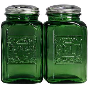 Vintage Salt and Pepper Shakers (Green, Large)